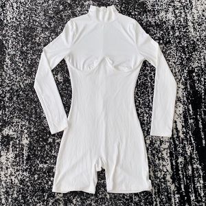 White bustier romper